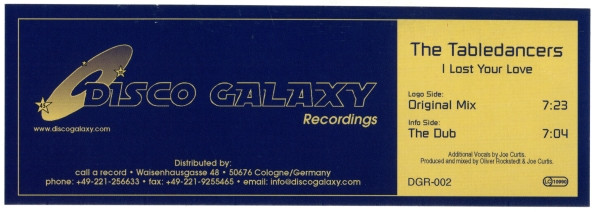 The Tabledancers - I Lost Your Love | Disco Galaxy Recordings (DGR-002) - 3 The Tabledancers - I Lost Your Love | Disco Galaxy Recordings (DGR-002) - 3