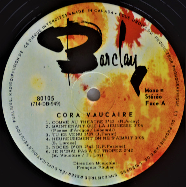 Cora Vaucaire - Comme Au Théatre | Barclay (80105) - 3