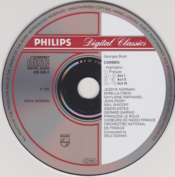 Georges Bizet - Jessye Norman , Orchestre National De France - Seiji Ozawa - Carmen - Highlights | Philips (426 040-2) - 4 Georges Bizet - Jessye Norman , Orchestre National De France - Seiji Ozawa - Carmen - Highlights | Philips (426 040-2) - 4