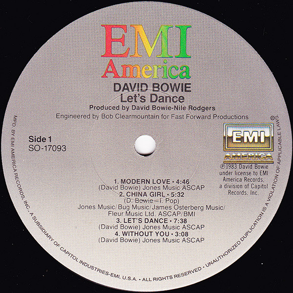 David Bowie - Let's Dance | EMI America (SO-17093) - 3
