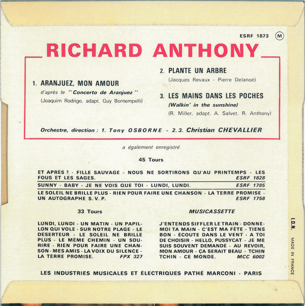 Richard Anthony - Aranjuez, Mon Amour | Columbia (ESRF 1873) - 2