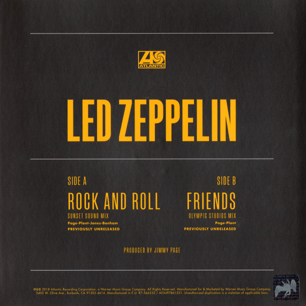 Led Zeppelin - Rock And Roll (Sunset Sound Mix) / Friends (Olympic Studios Mix) 7" | Atlantic (R7-566332) - 3 Led Zeppelin - Rock And Roll (Sunset Sound Mix) / Friends (Olympic Studios Mix) 7" | Atlantic (R7-566332) - 3