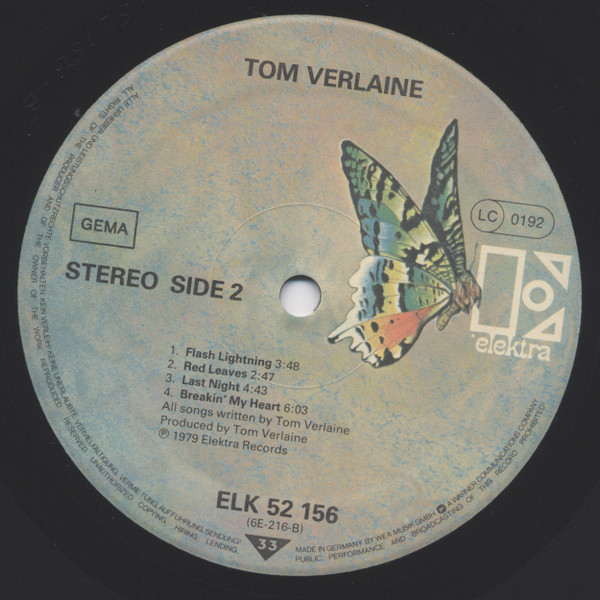 Tom Verlaine - Tom Verlaine | Elektra (ELK 52 156) - 4