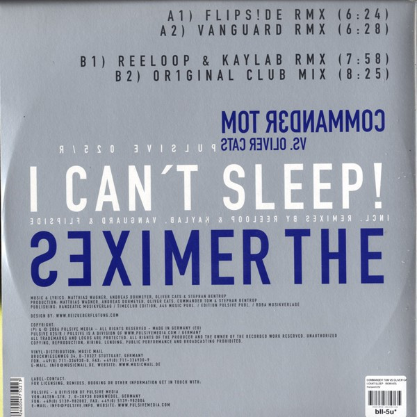 Commander Tom vs. Oliver Cats - I Can't Sleep (The Remixes) | Pulsive (PULSIVE 025R) - 2