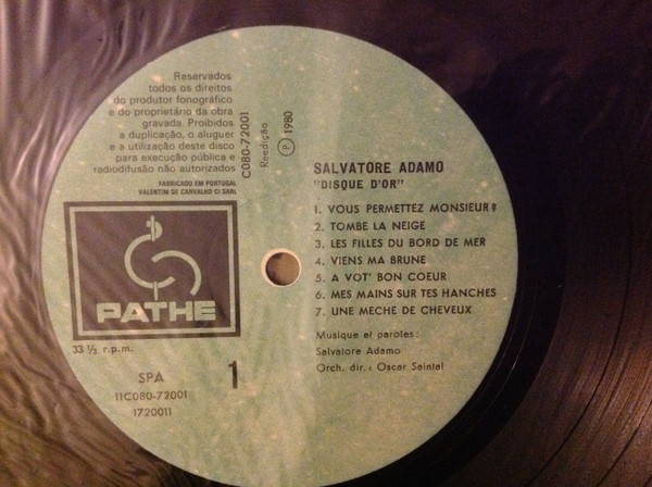 Adamo - Disque D'Or | Pathé (11C080-72001) - 2