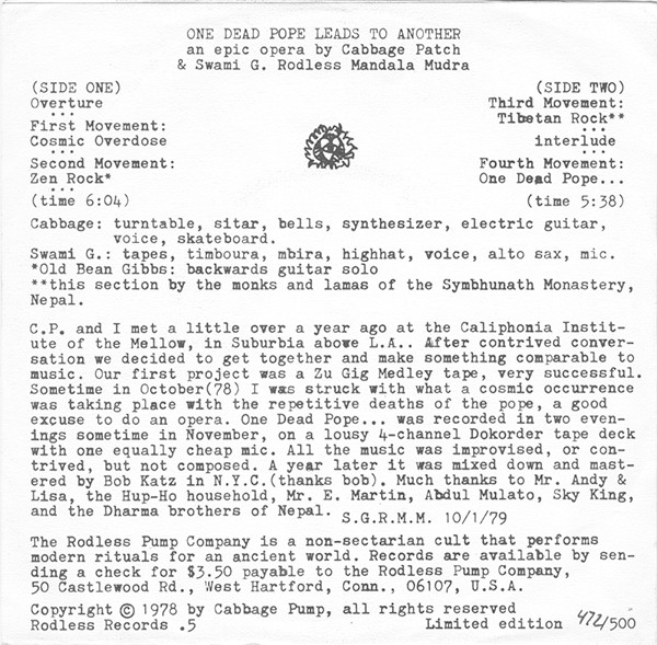 Cabbage Pump - One Dead Pope Leads To Another | Rodless Records (RR.5) - 2 Cabbage Pump - One Dead Pope Leads To Another | Rodless Records (RR.5) - 2