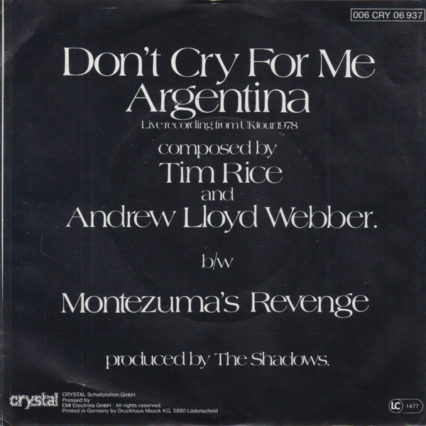 The Shadows - Don't Cry For Me Argentina | Crystal (006 CRY 06 937) - 2