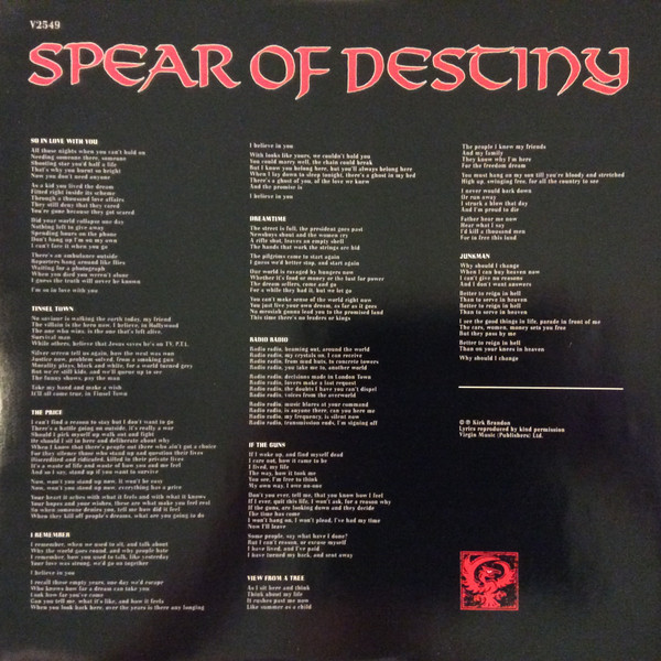 Spear Of Destiny - The Price You Pay | Virgin (V 2549) - 4 Spear Of Destiny - The Price You Pay | Virgin (V 2549) - 4