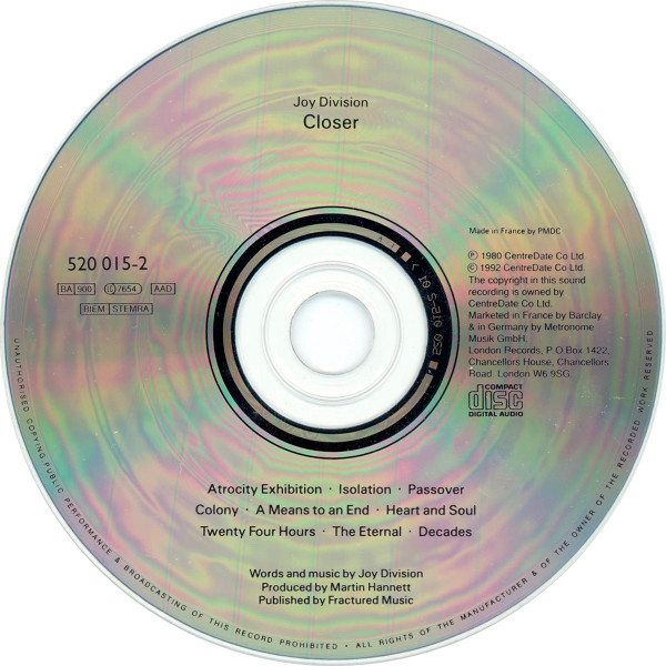 Joy Division - Closer | London Records (520 015-2) - 3