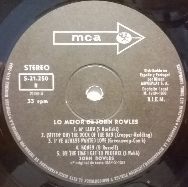 John Rowles - Lo Mejor De John Rowles | MCA Records (S-21.250) - 4