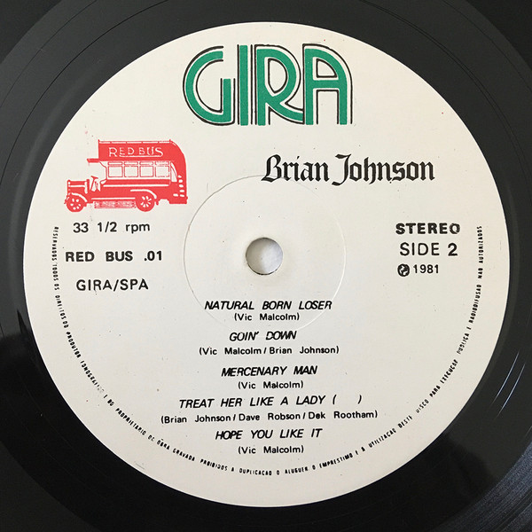 Brian Johnson And Geordie - Brian Johnson And Geordie | Red Bus Records (RED BUS .01) - 3