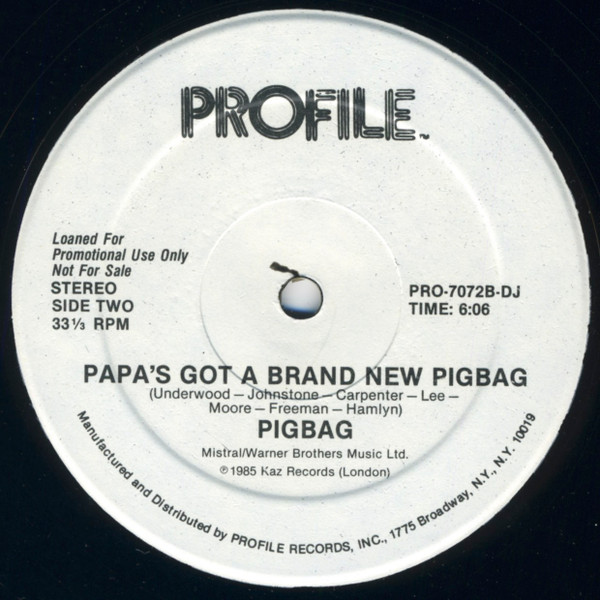 The Silent Underdog / Pigbag - Papa's Got A Brand New Pigbag | Profile Records (PRO-7072-DJ) - 2 The Silent Underdog / Pigbag - Papa's Got A Brand New Pigbag | Profile Records (PRO-7072-DJ) - 2