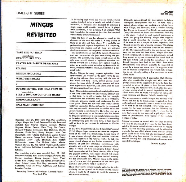 Charles Mingus - Mingus Revisited | Mercury (LML.4009)
