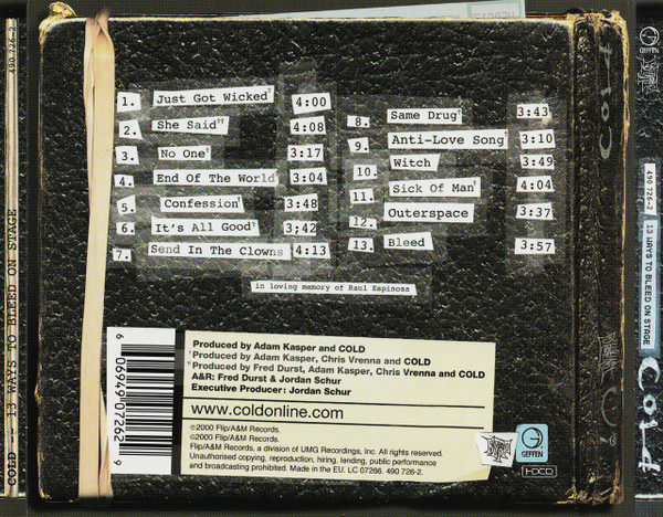 Cold - 13 Ways To Bleed On Stage | Flip Records (490 726-2) - main