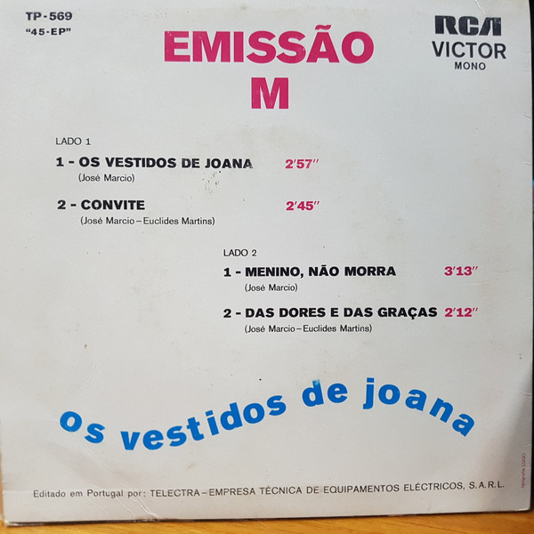 Emissão M - Os Vestidos De Joana / Menino, Não Morra | RCA Victor (TP-569) - 2