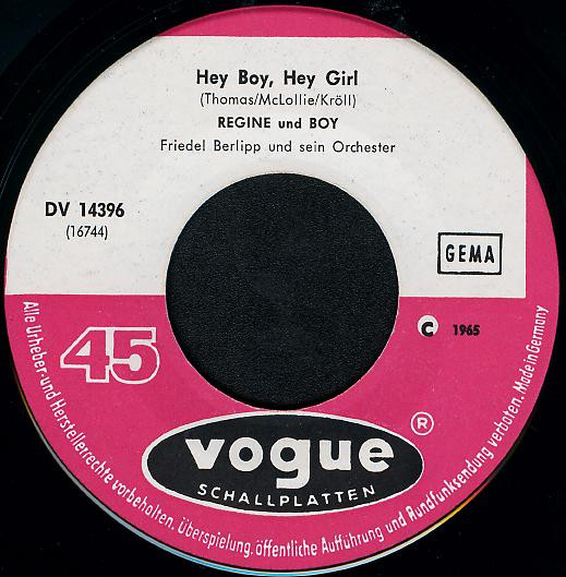 Regine Und Boy Berger - Hey Boy, Hey Girl / Das Ist Klasse | Vogue Schallplatten (DV 14396) - 2 Regine Und Boy Berger - Hey Boy, Hey Girl / Das Ist Klasse | Vogue Schallplatten (DV 14396) - 2