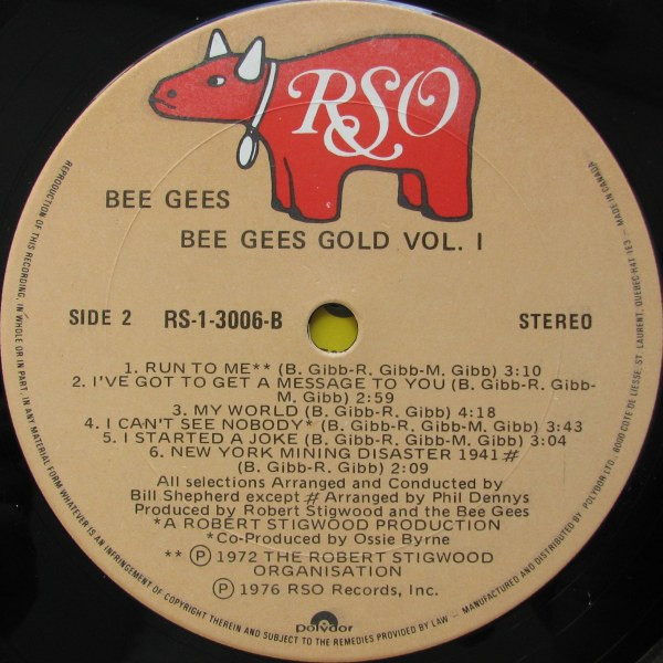 Bee Gees - Bee Gees Gold - Volume One | RSO (RS 1 3006) - 4