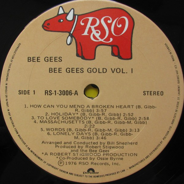 Bee Gees - Bee Gees Gold - Volume One | RSO (RS 1 3006) - 3