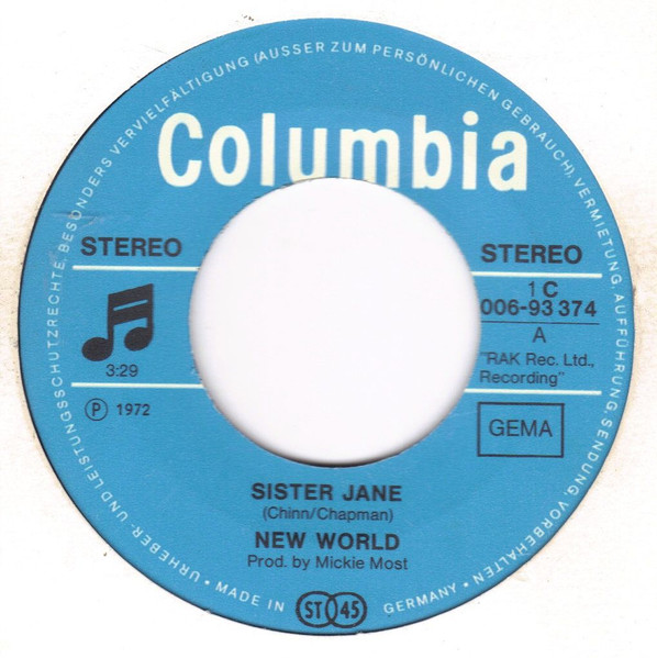 New World - Sister Jane / First Steps | Columbia (1C 006-93 374) - 3