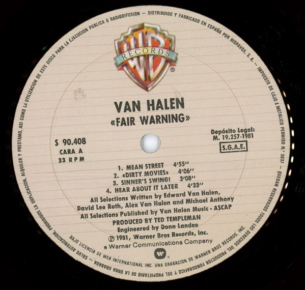 Van Halen - Fair Warning | Warner Bros. Records (S 90.408) - 4