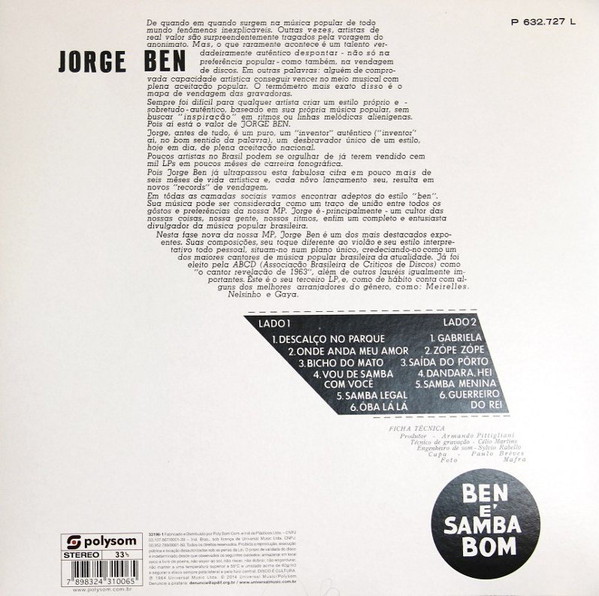 Jorge Ben - Ben É Samba Bom | Polysom (33196-1) - 2