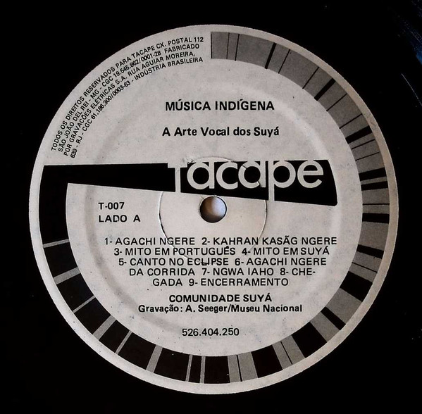 Comunidade Suyá , Anthony Seeger - Música Indígena, A Arte Vocal Dos Suyá Do Rio Xingu | Tacape (T007) - 3 Comunidade Suyá , Anthony Seeger - Música Indígena, A Arte Vocal Dos Suyá Do Rio Xingu | Tacape (T007) - 3