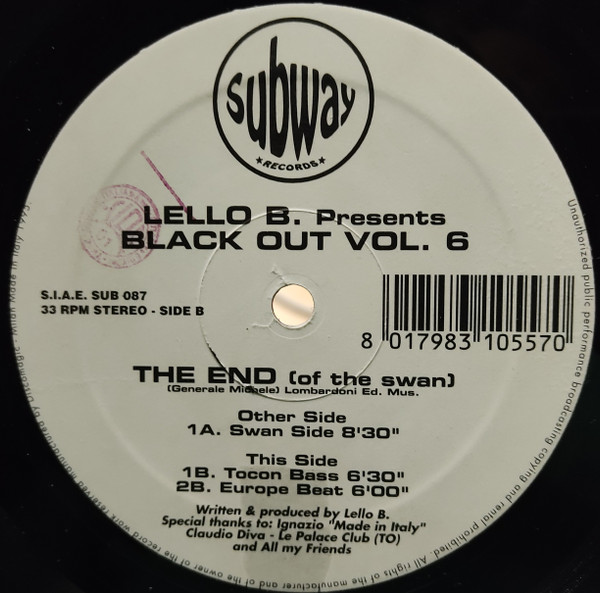 Lello B. Presents Black Out - The End (Of The Swan) | Subway Records (SUB 087) - main