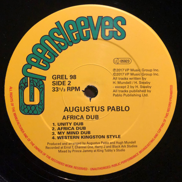 Augustus Pablo - Africa Must Be Free By 1983 Dub | Greensleeves Records (GREL 98) - 3