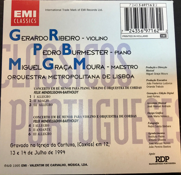 Gerardo Ribeiro , Pedro Burmester , Miguel Graça Moura , Orquestra Metropolitana de Lisboa , Felix Mendelssohn-Bartholdy - Concertos | EMI Classics (none) - 2