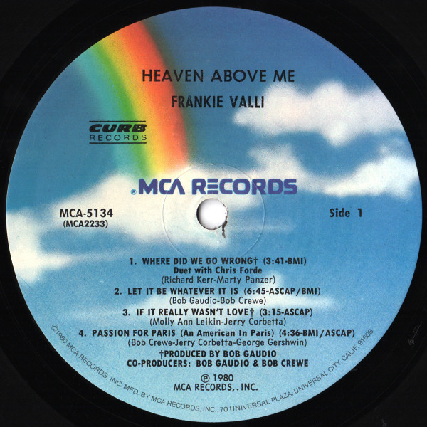 Frankie Valli - Heaven Above Me | MCA Records (MCA-5134) - 2