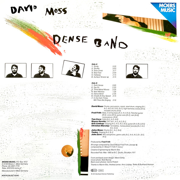 David Moss - Dense Band | Moers Music (MOERS MUSIC 02040) - 2 David Moss - Dense Band | Moers Music (MOERS MUSIC 02040) - 2