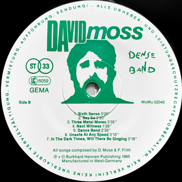 David Moss - Dense Band | Moers Music (MOERS MUSIC 02040) - 4 David Moss - Dense Band | Moers Music (MOERS MUSIC 02040) - 4