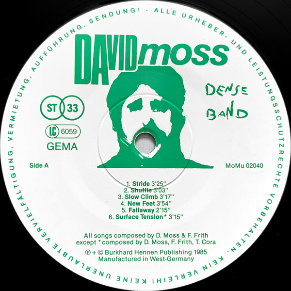 David Moss - Dense Band | Moers Music (MOERS MUSIC 02040) - 3 David Moss - Dense Band | Moers Music (MOERS MUSIC 02040) - 3
