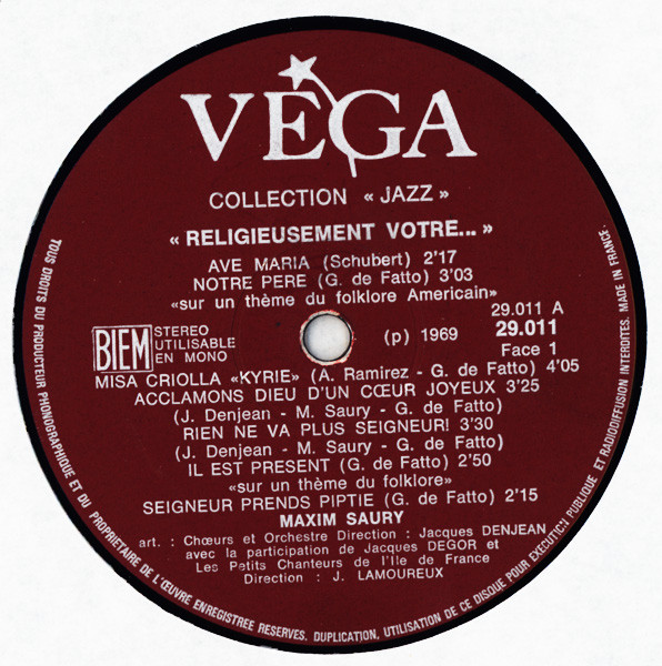 Maxim Saury - Religieusement Vôtre | Vega (29.011) - 3