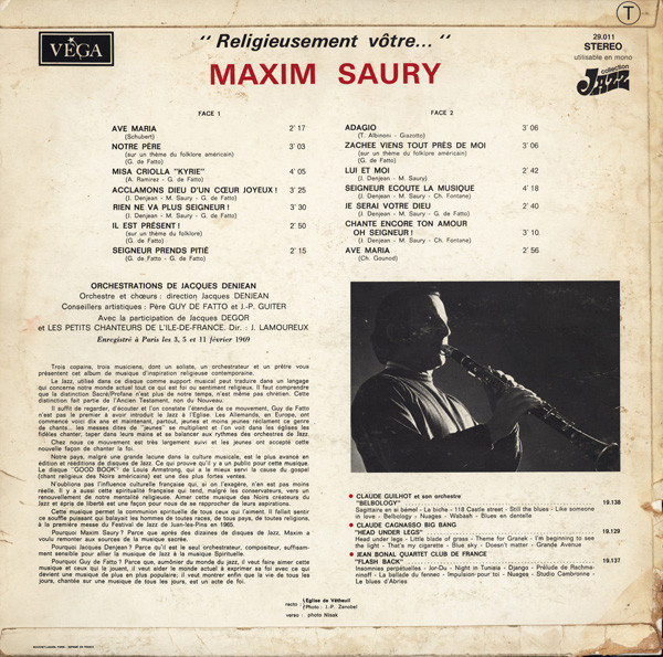 Maxim Saury - Religieusement Vôtre | Vega (29.011) - 2