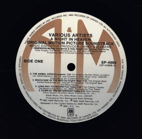 Various - A Night In Heaven (The Original Motion Picture Soundtrack) | A&M Records (SP-4966) - 3