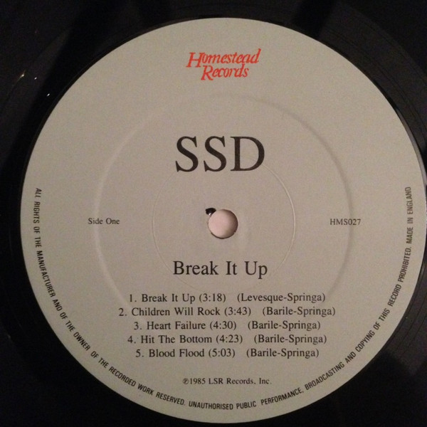 SSD - Break It Up | Homestead Records (HMS027) - 3 SSD - Break It Up | Homestead Records (HMS027) - 3