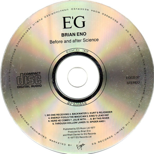 Brian Eno - Before And After Science | EG (EGCD 32) - 3 Brian Eno - Before And After Science | EG (EGCD 32) - 3
