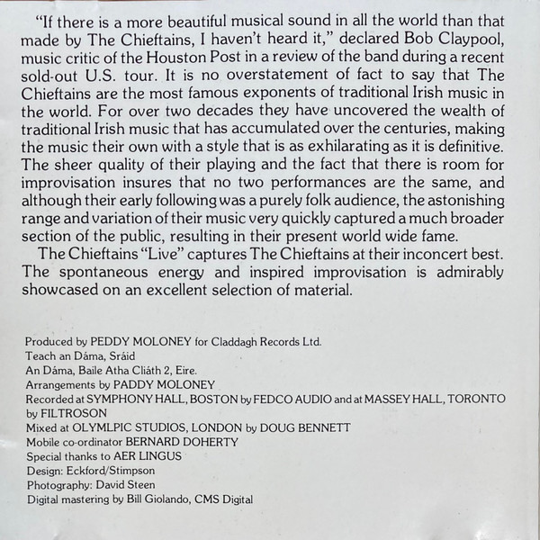 The Chieftains - Live! | Shanachie (SH 79027) - 2
