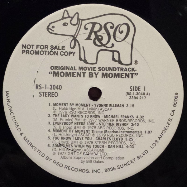 Various - Moment By Moment Original Movie Soundtrack | RSO (RS-1-3040) - 3 Various - Moment By Moment Original Movie Soundtrack | RSO (RS-1-3040) - 3