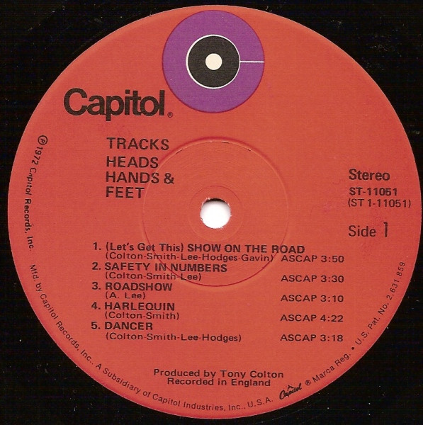 Heads Hands & Feet - Tracks | Capitol Records (ST-11051) - 4 Heads Hands & Feet - Tracks | Capitol Records (ST-11051) - 4