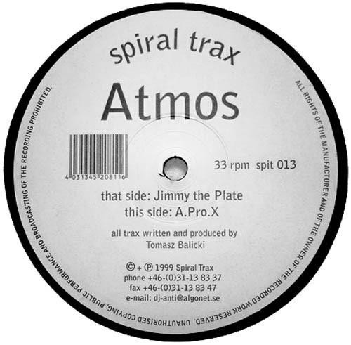 Atmos - Jimmy The Plate / A.Pro.X | Spiral Trax (spit 013)