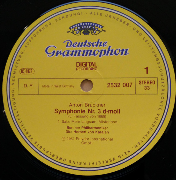 Anton Bruckner - Berliner Philharmoniker ▪ Herbert von Karajan - Symphonie Nr. 3 | Deutsche Grammophon (2532 007) - 3