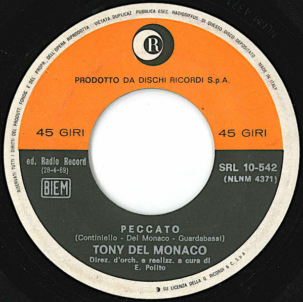 Tony Del Monaco - Una Spina E Una Rosa | Ricordi (SRL 10542) - 4