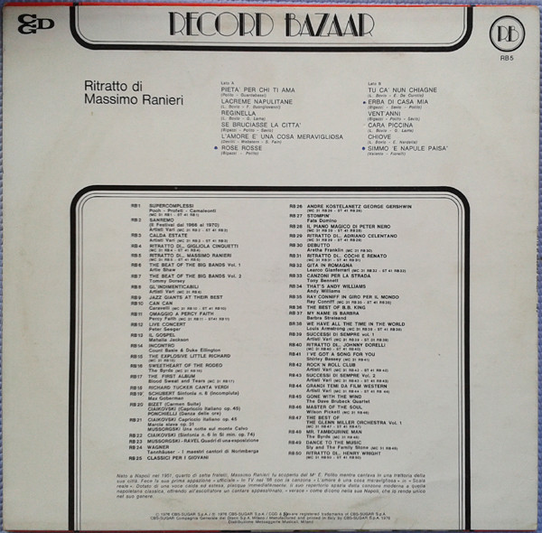 Massimo Ranieri - Ritratto Di... Massimo Ranieri | Record Bazaar (RB 5) - 2