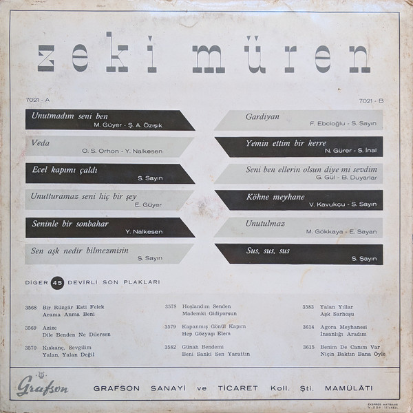 Zeki Müren - Zeki Müren | Grafson (LP-7021) - 2 Zeki Müren - Zeki Müren | Grafson (LP-7021) - 2