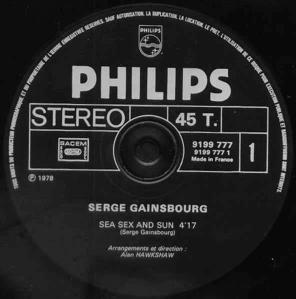 Serge Gainsbourg - Sea Sex And Sun  / Mister Iceberg | Philips (9199 777) - 3