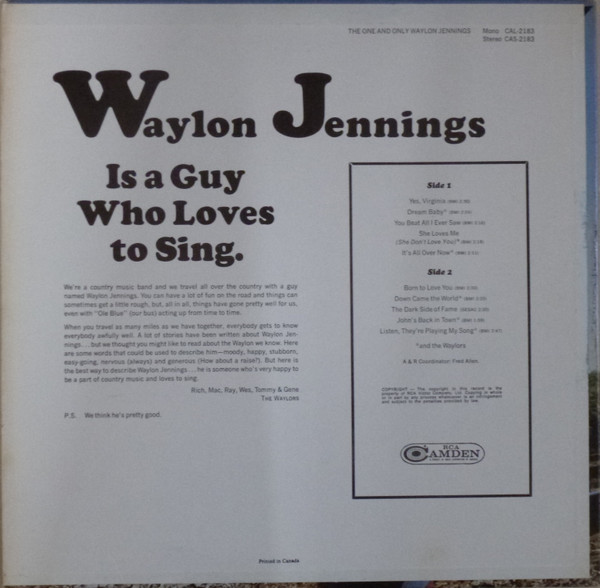 Waylon Jennings - The One And Only Waylon Jennings | RCA Camden (CAL-2183) - 2 Waylon Jennings - The One And Only Waylon Jennings | RCA Camden (CAL-2183) - 2