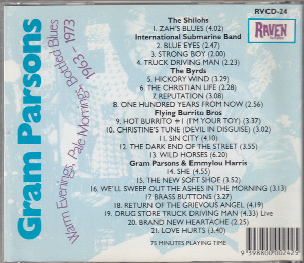 Gram Parsons - Warm Evenings, Pale Mornings, Bottled Blues 1963-1973 CD | Raven Records (RVCD-24) - 2