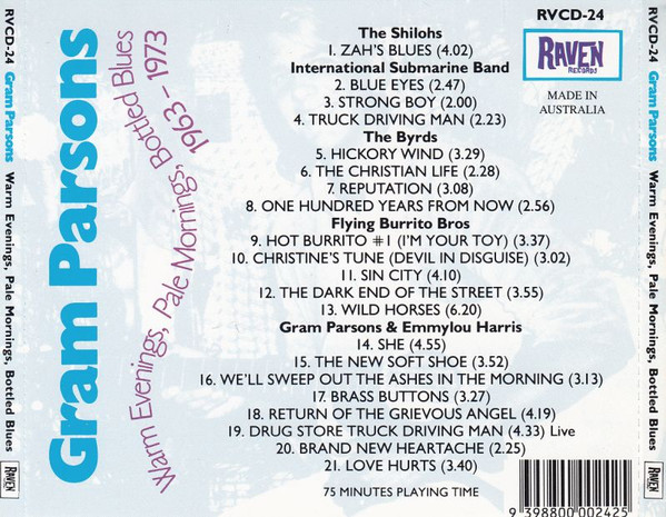Gram Parsons - Warm Evenings, Pale Mornings, Bottled Blues 1963-1973 CD | Raven Records (RVCD-24) - 3